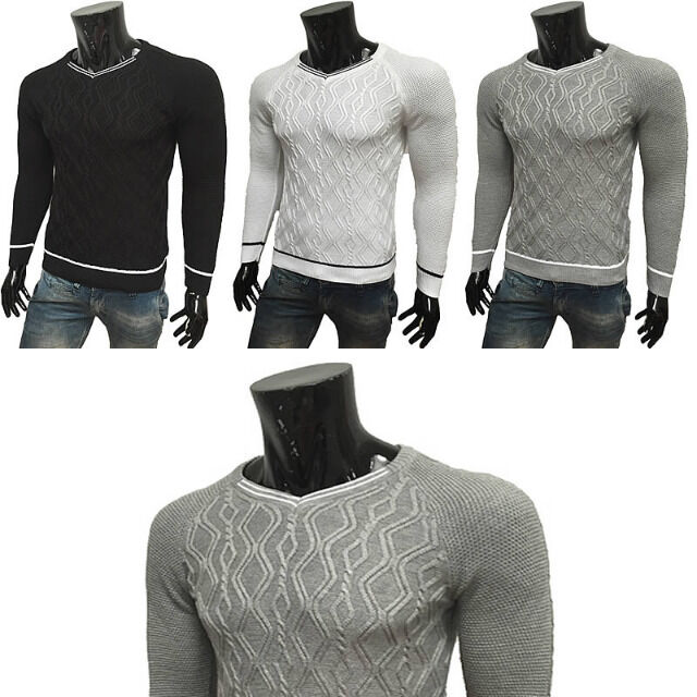 Herren Strick Pullover Langarm Shirts Oberteile