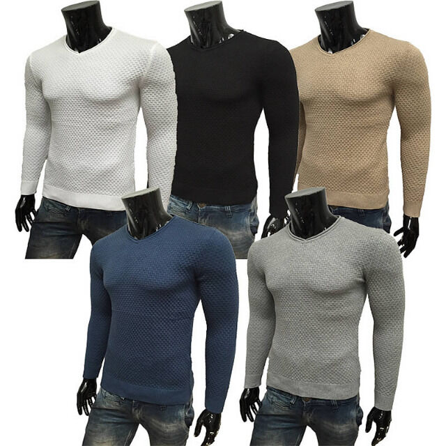 Herren Strick Pullover Langarm Shirts Oberteile