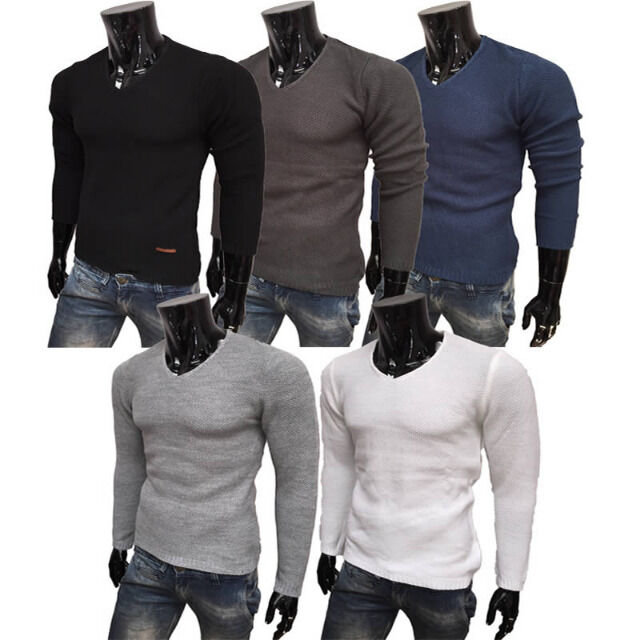 Herren Strick Pullover Langarm Shirts Oberteile