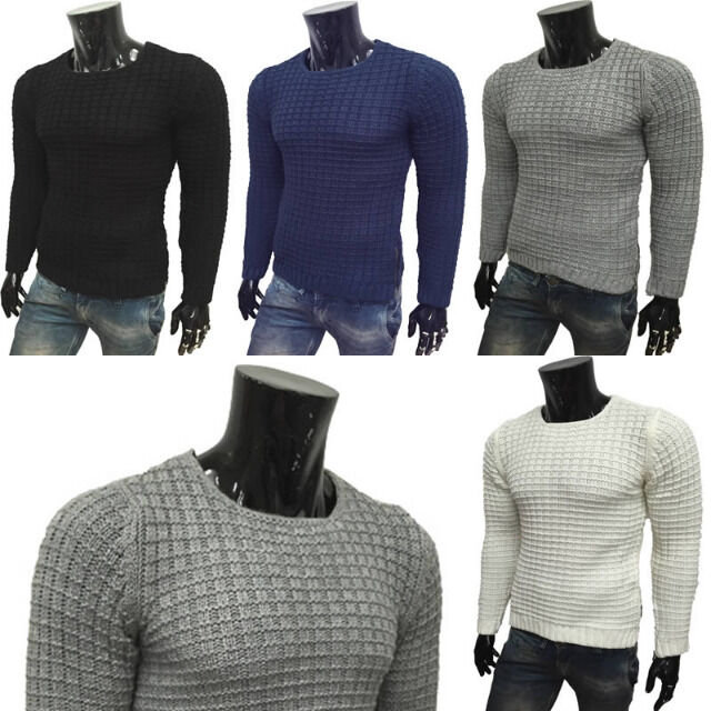 Herren Strick Pullover Langarm Shirts Oberteile