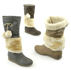 Damen Fell Stiefel Schuhe Herbst Winter Boots