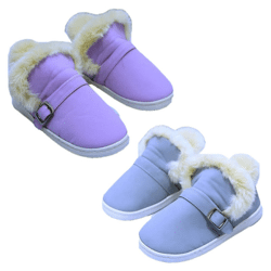 Damen Slipper Hausschuhe Echt Leder und Fell