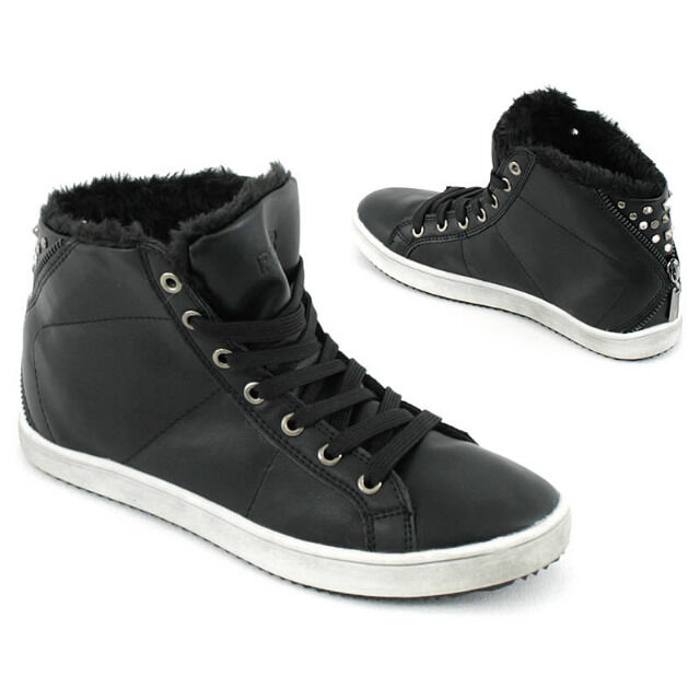 Damen Fell Freizeit Schuhe Sneaker Boots