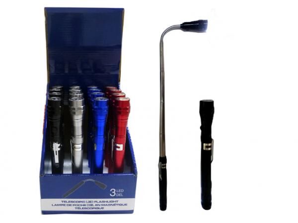 3 LED Teleskob Taschenlampe ausziehbar mit Schwenkkopf 31001