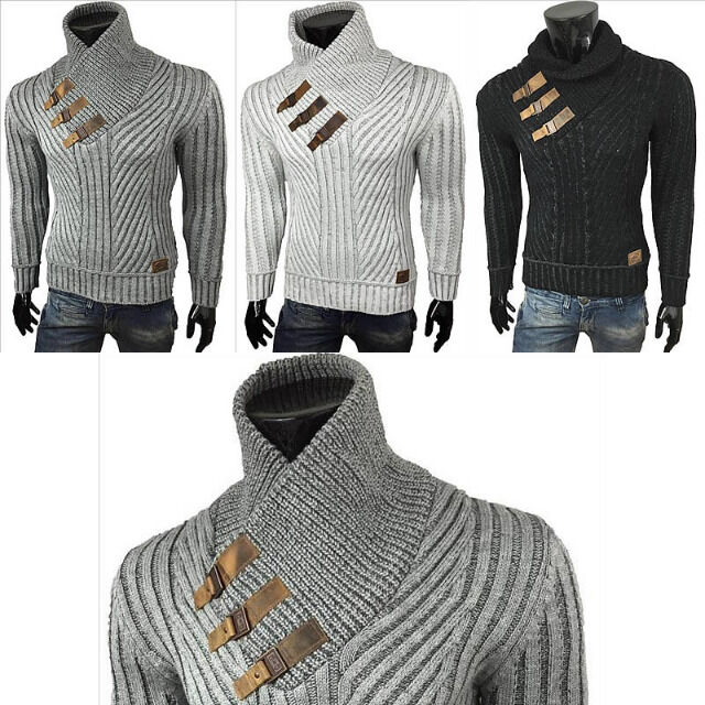 Herren Strick Pullover Langarm Shirts Oberteile