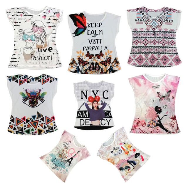 Mädchen Tops Shirts Kurzarm Oberteile T-Shirts