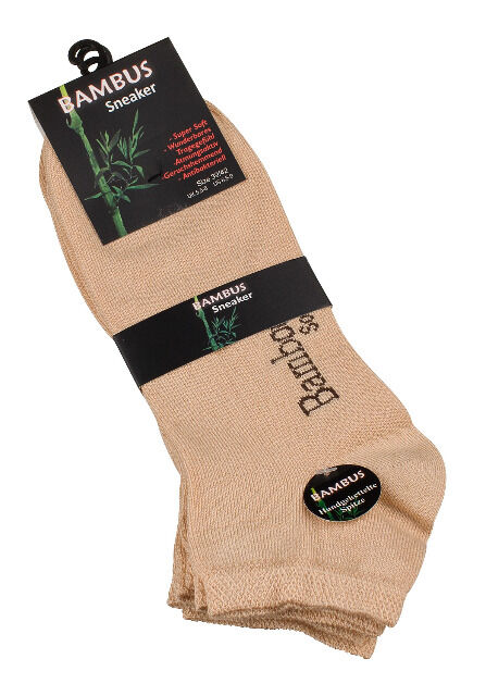 Vincent Creation® Unisex BAMBUS-Sneakersocken mit nahtloser Spitze in beige