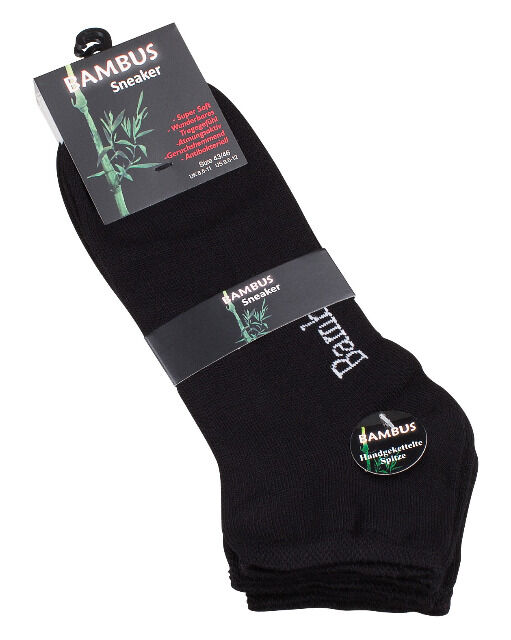 Vincent Creation® Unisex BAMBUS-Sneakersocken mit nahtloser Spitze in schwarz
