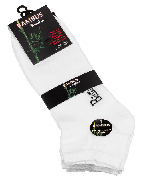 Vincent Creation® unisex BAMBUS sneaker socks with seamless toe in white