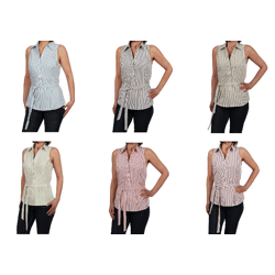 Restposten von Jobeline - Bluse Damen-Bluse / Schlupfbluse Eve ärmellos mit Gürtel gestreift