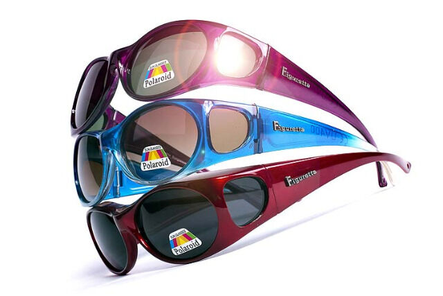 Figuretta Sonnenbrille Überbrille in Blau aus der TV Werbung