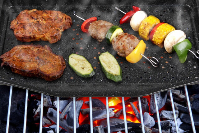 Chg 3390-56 Emaille Grill- und Ofenschale Backform Backblech gelocht