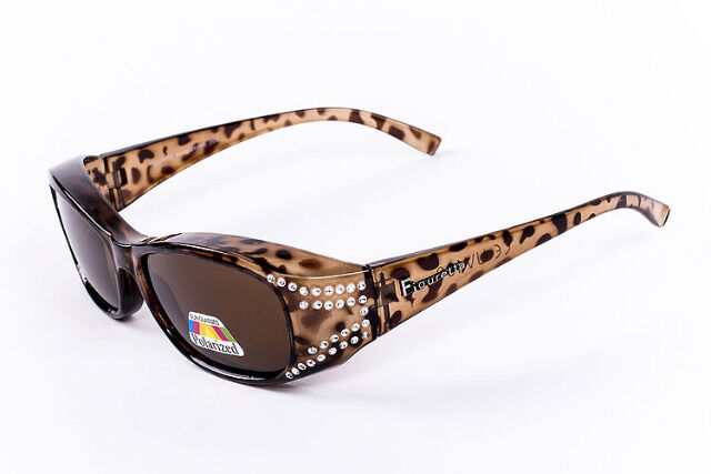Figuretta Sonnenbrille Überbrille in weiß, schwarz, braun und Leoparden-Muster mit Strass