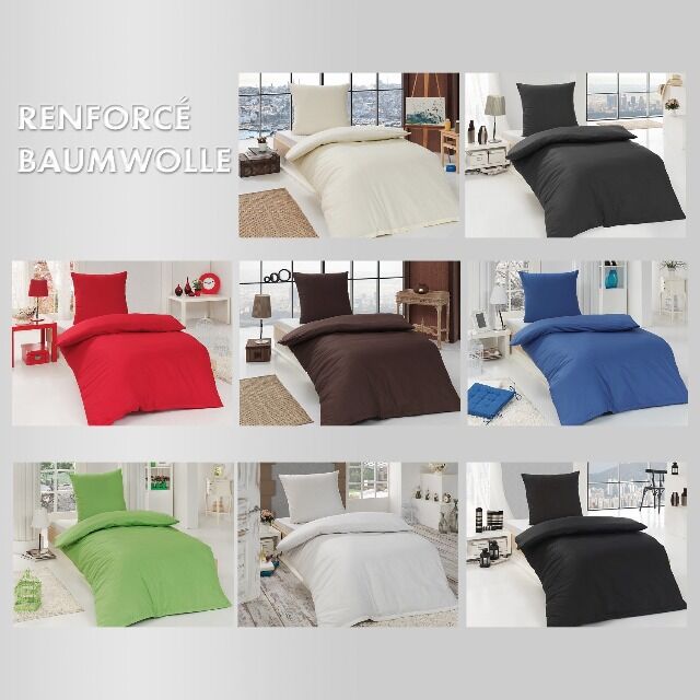 Renforcé Uni Farbe Bettwäsche 135x200+80x80 cm mit YKK Reißverschluss 100% Baumwolle