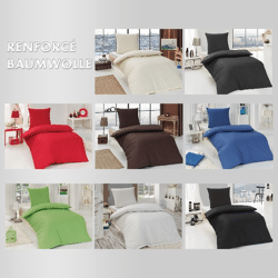 Renforcé Uni Farbe Bettwäsche 135x200+80x80 cm mit YKK Reißverschluss 100% Baumwolle