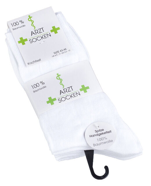 Arztsocken 100% Baumwolle Doppelzylinder in weiss