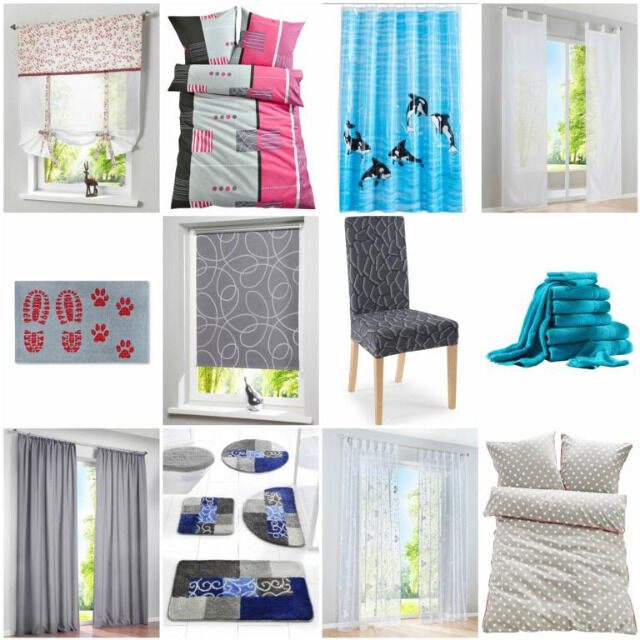 Heimtextilien Mix - Gardinen, Teppich, Bettwäsche, Matte, Duschvorhang etc