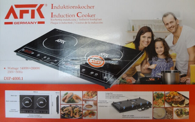 AFK Doppel-Induktionskochfeld Kochplatten 2000W+1400W schwarz Induktionskochplatten