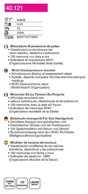 Beper 40.121 Handgelenk Blutdruckmessgerät Blutdruckmesser mit 120 Speicherplätzen