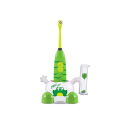 Beper 40.996 elektrische Zahnbürste für Kinder im Frosch Design mit Sanduhr