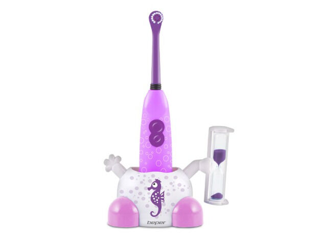 Beper 40.996 elektrische Zahnbürste für Kinder im Seepferdchen Design mit Sanduhr