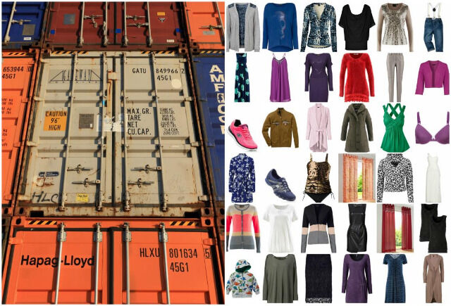 Palettenware LKW Container Bekleidung Textilien Schuhe Restposten