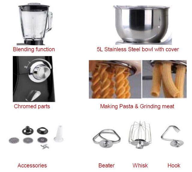 Topmatic PKM-1800BG Küchenmaschine Multifunktionsmixer Fleischwolf 1800W