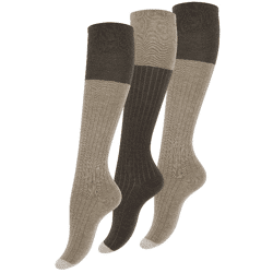 Vincent Creation® gerippte Damen Baumwoll-Kniestrümpfe in beige-braun