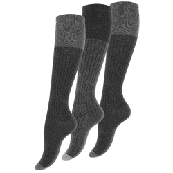 Vincent Creation® gerippte Damen Baumwoll-Kniestrümpfe in grau-anthrazit