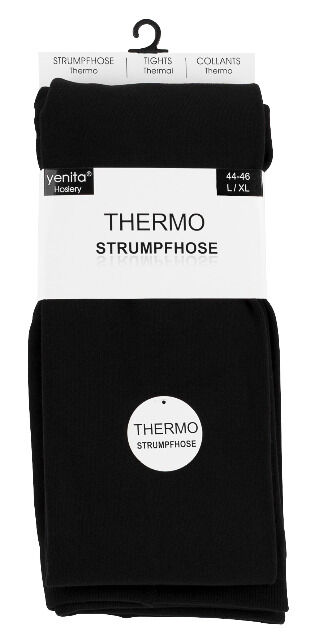 Yenita® Damen THERMO-Strumpfhose innen kuschelig angeraut in schwarz 