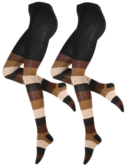 Yenita® Damen Baumwoll-Strickstrumpfhose mit Blockringel