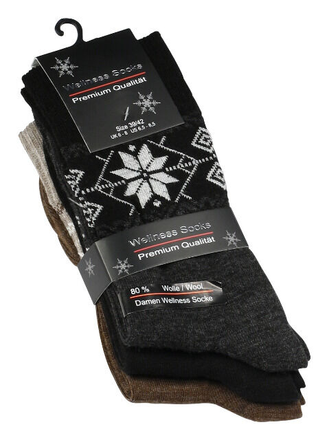 Damen Woll-Socken mit Eiskristallmuster 