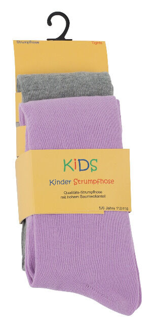 Kinder Baumwoll-Strumpfhosen in grau meliert-rosa