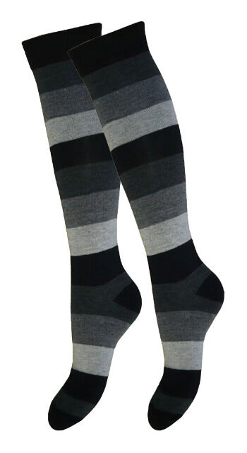 Damen Baumwoll-Kniestrümpfe mit Blockringel