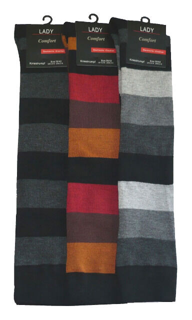 Damen Baumwoll-Kniestrümpfe mit Blockringel