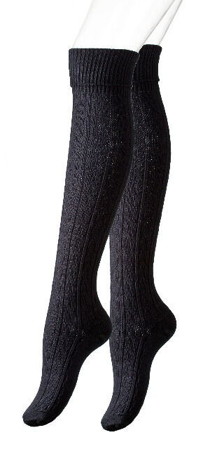 Vincent Creation® Damen Baumwoll-Stiefel-Kniestrümpfe mit Zopfmuster