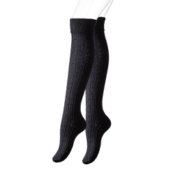 Vincent Creation® Damen Baumwoll-Stiefel-Kniestrümpfe mit Zopfmuster