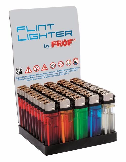 PROF Flint Lighter VS1 Transparent Feuerzeug, farb. sortiert 