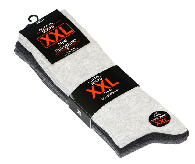 Herren XXL Baumwoll-Socken in Grautönen - Größe 47/50