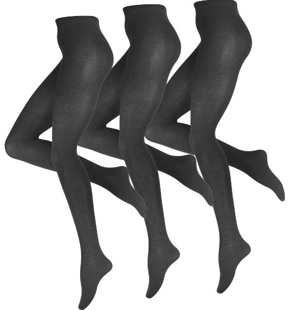 Yenita® hochwertige Damen Baumwoll-Strickstrumpfhosen in anthrazit