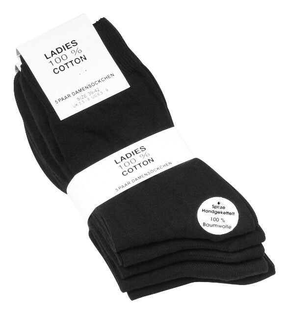 Damen Socken aus 100% Baumwolle in schwarz