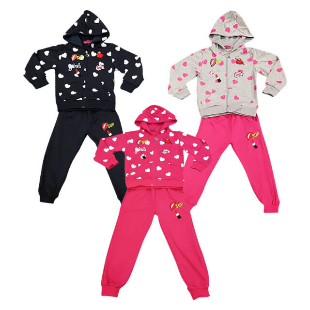 Kids Girls Jogging Leisure Sports Suits