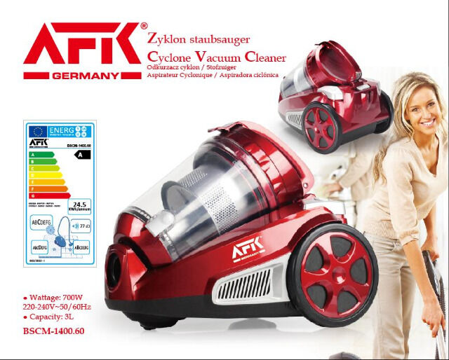 AFK Zyklon Staubsauger rot 800Watt beutellos mit HEPA Filter BSCM-1400.60