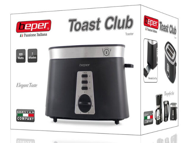 beper Toaster mit 2 Fächern, Toastbrot Grill Aufwärmen