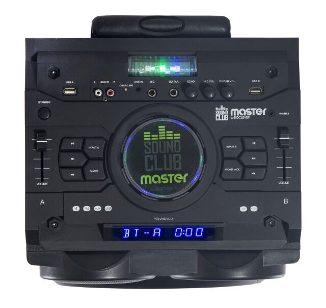 GoClever Sound Club Master mobile Lautsprecher 100W mit Akku, LED u. DJ Mixer