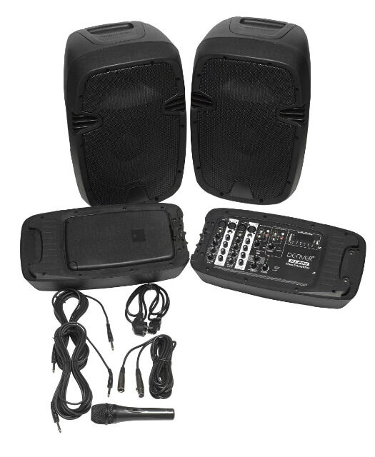 Denver DJ-200 portables Bluetooth DJ Mischpult mit Lautsprecher und Mikrofon