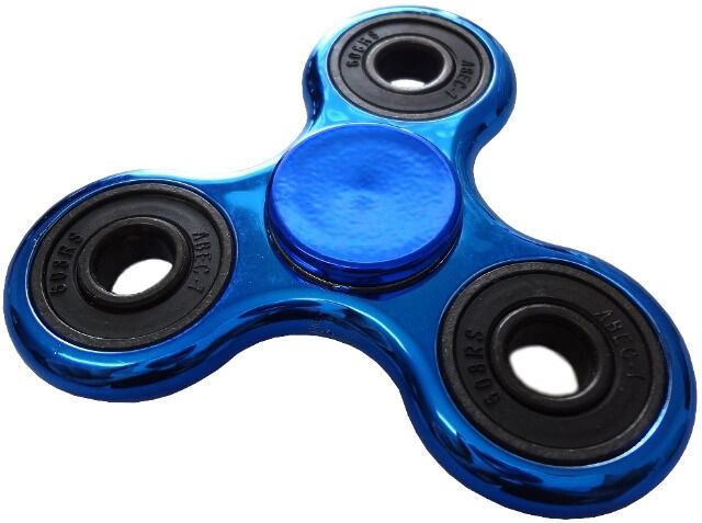 Fidget Finger Hand Spinner in 4 Farben: blau, grün, silber und gold - im Metallic Look mit Profi Kugellager Chrom Optik Glanzoptik Kreisel Chromoptik - SOFORT LIEFERBAR