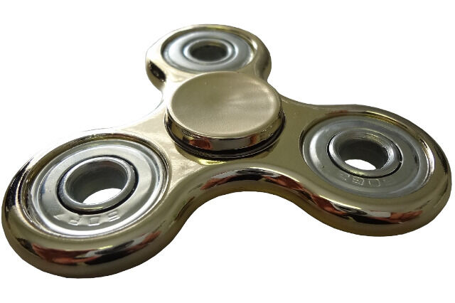 Fidget Finger Hand Spinner in 4 Farben: blau, grün, silber und gold - im Metallic Look mit Profi Kugellager Chrom Optik Glanzoptik Kreisel Chromoptik - SOFORT LIEFERBAR