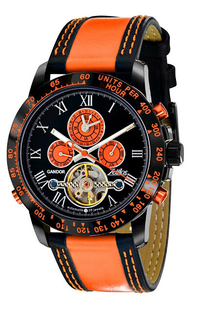 Zeitlos ZL-GBO-3 Gandor Race Herrenuhr Armbanduhr schwarz orange Uhr Herren Männer Mann Zeit Watch Clock