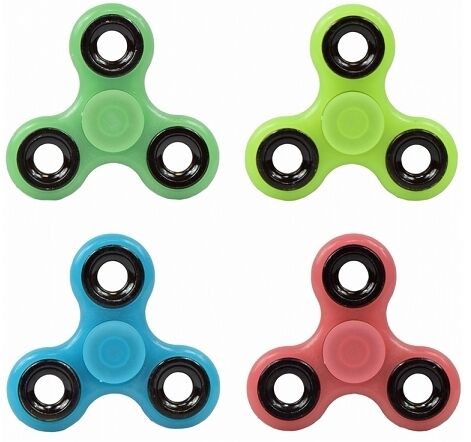 Fidget Finger Hand Spinner Glow in the Dark mit Profi Kugellager 4 Farben fluoreszierend gelb grün blau rot Kreisel